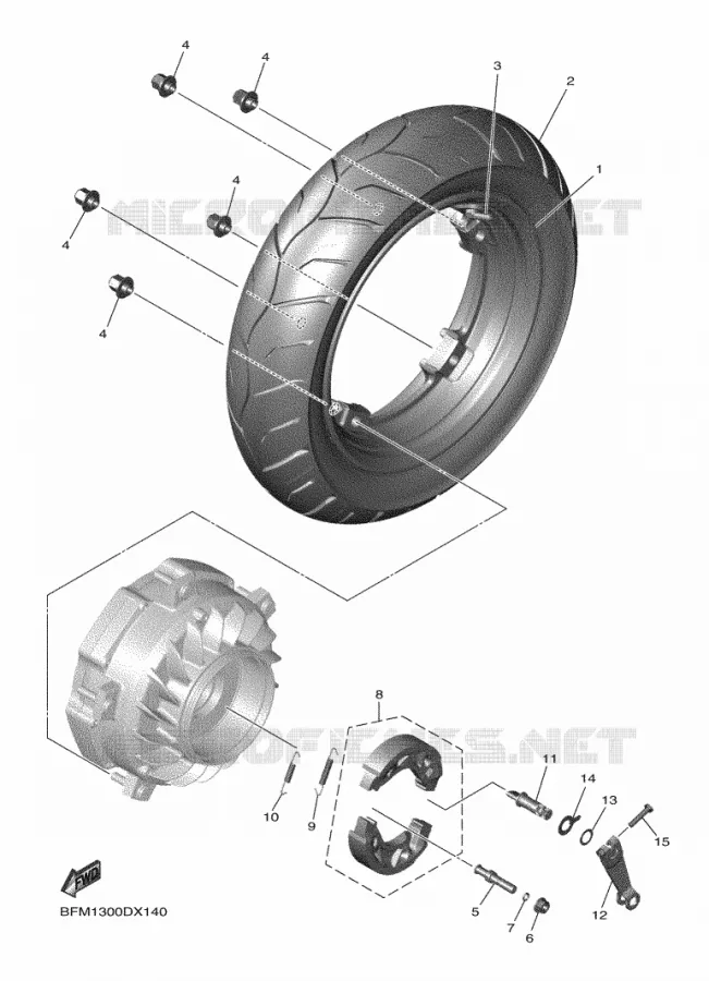 ROUE ARRIERE Yamaha SCOOTER ELECTRIC 2022 NEO'S  ESS025