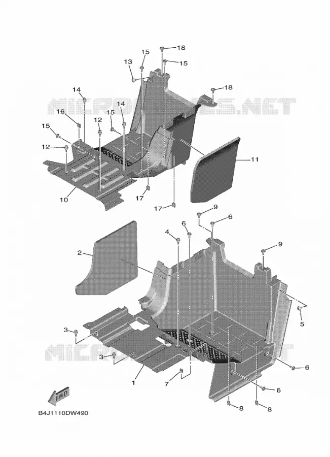 BEQUILLE / REPOSE PIEDS 2 Yamaha SIDE BY SIDE 1000 2022 WOLVERINE  YXF1000EW/YX10FRPAN