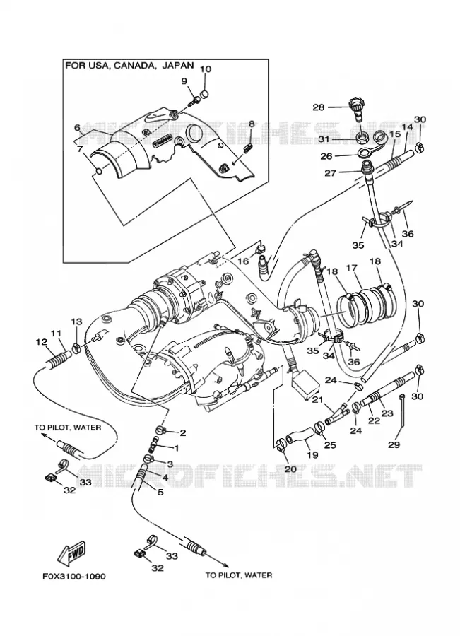 ECHAPPEMENT 2 Yamaha WAVERUNNER 1200 2002 GP  GP1200A-A GP1200R