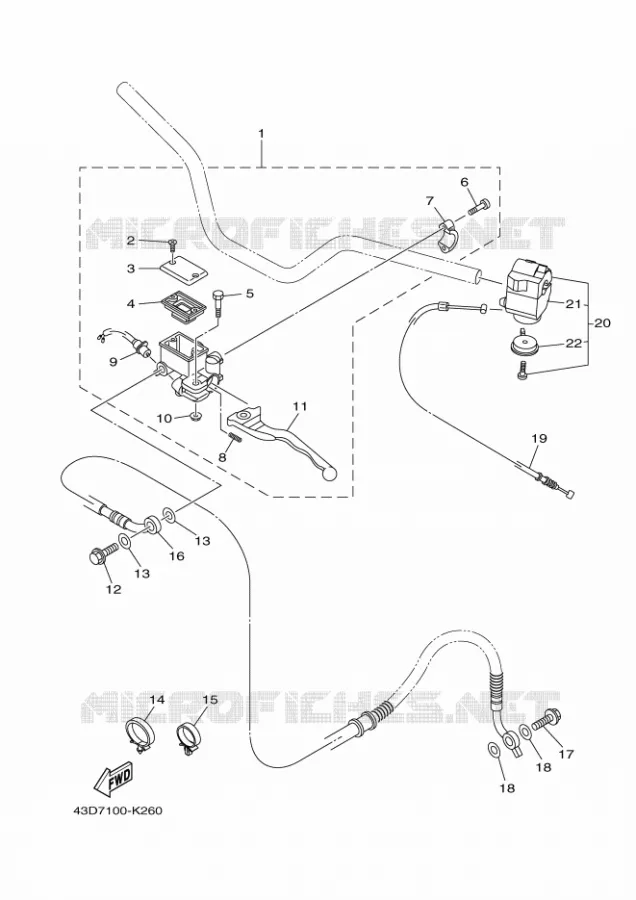 MAITRE CYLINDRE DE FREIN ARRIERE Yamaha QUAD 90 2013 RAPTOR  YFM90R