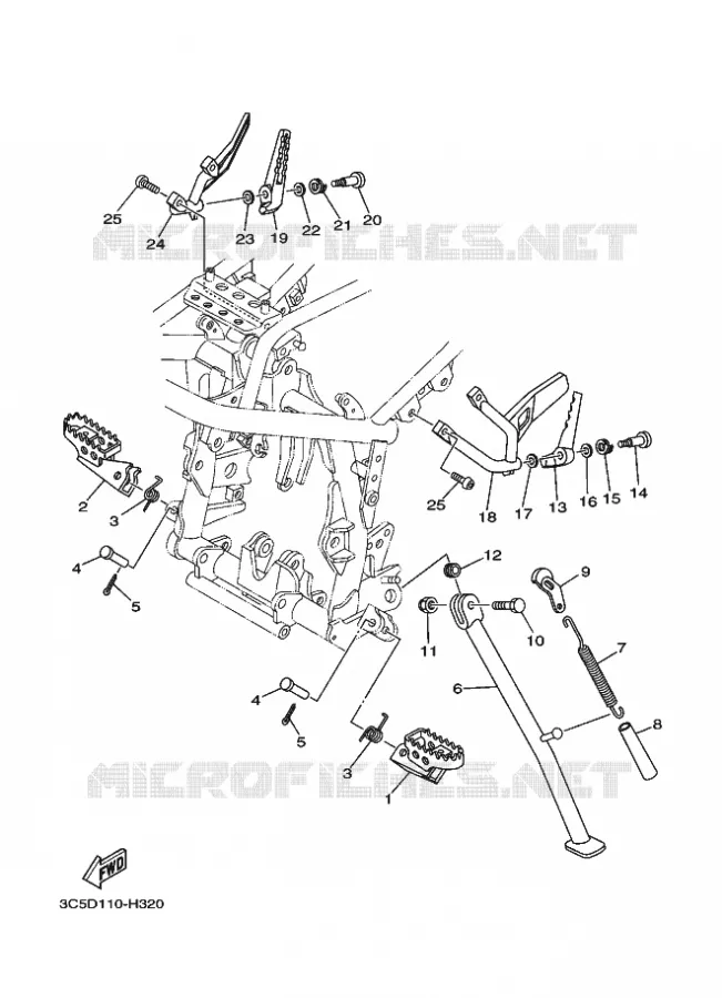 SUPPORT / REPOSE PIEDS Yamaha MOTO 250 2023 XT  XT250P