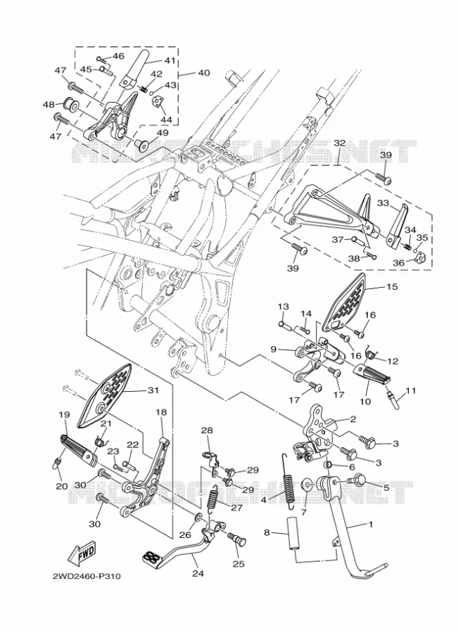 SUPPORT / REPOSE PIEDS Yamaha MOTO 250 2023 R25  YZF250-A