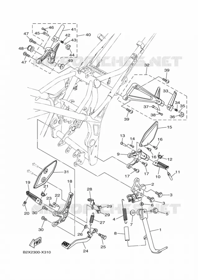 SUPPORT / REPOSE PIEDS Yamaha MOTO 300 2023 R3  YZF320-A