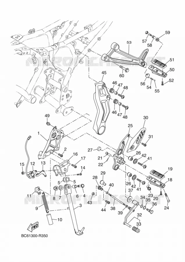 SUPPORT / REPOSE PIEDS Yamaha MOTO 700 2023 TRACER  MTT690