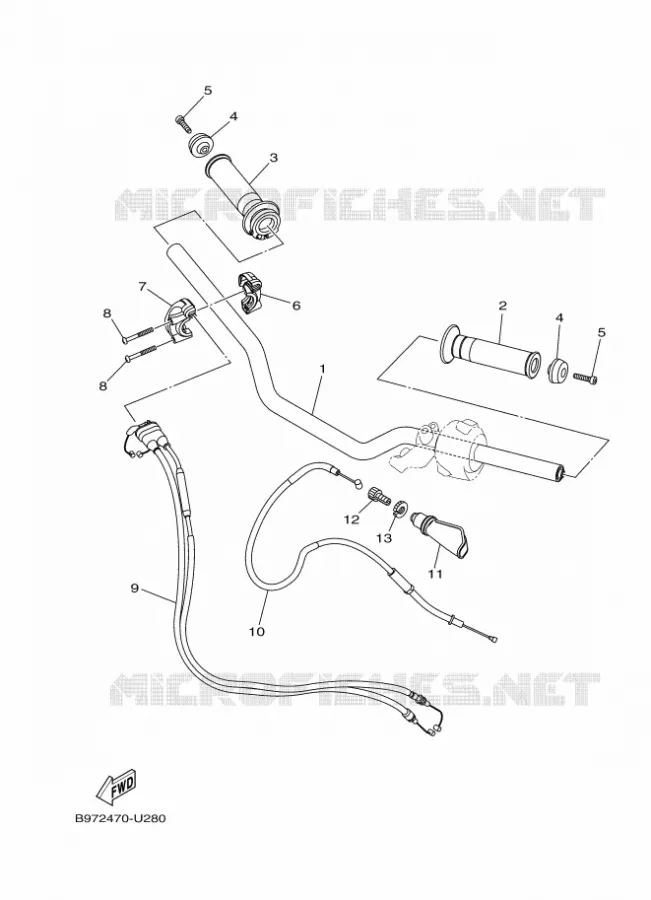 GUIDON ET CABLES Yamaha MOTO 250 2023 FZ  FZN250-A