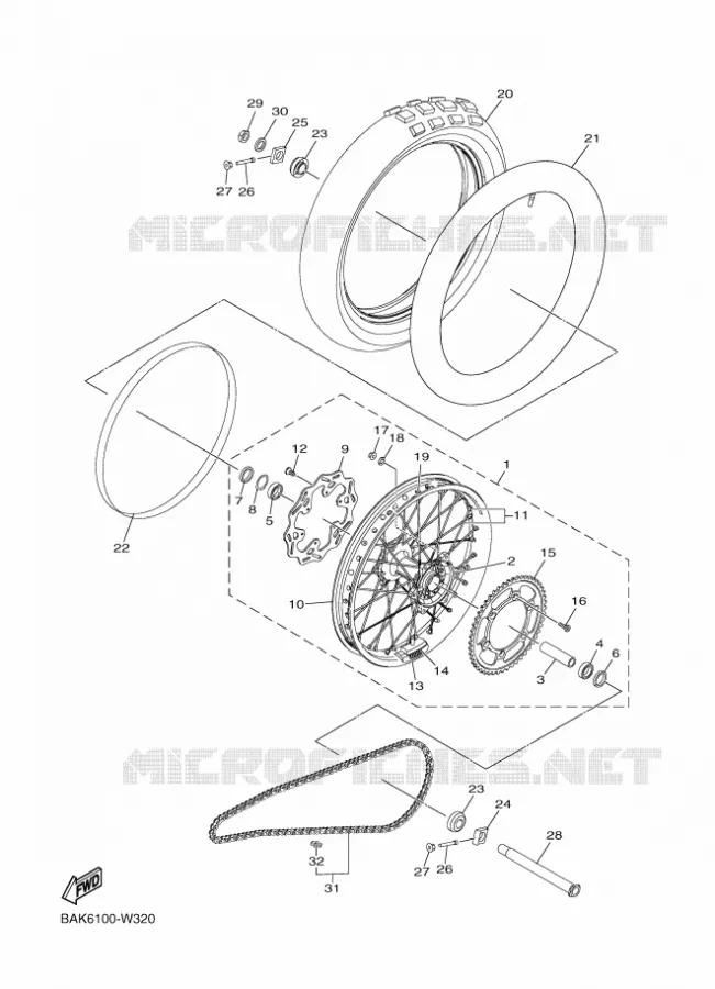 ROUE ARRIERE Yamaha MOTO 250 2023 WRF  WR250F