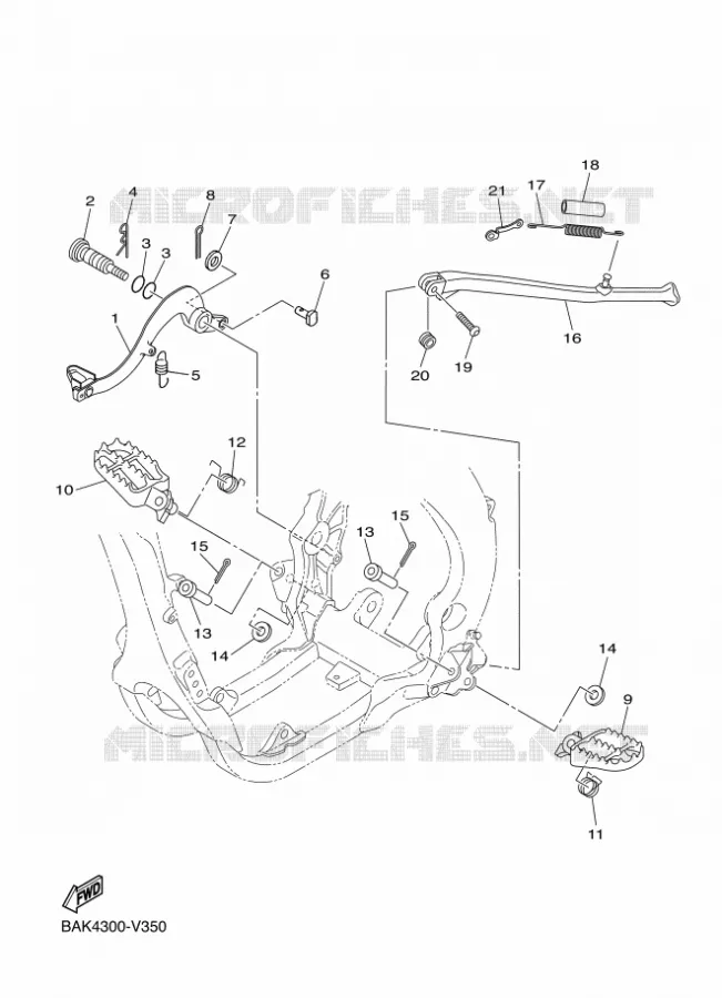 SUPPORT / REPOSE PIEDS Yamaha MOTO 250 2023 WRF  WR250F