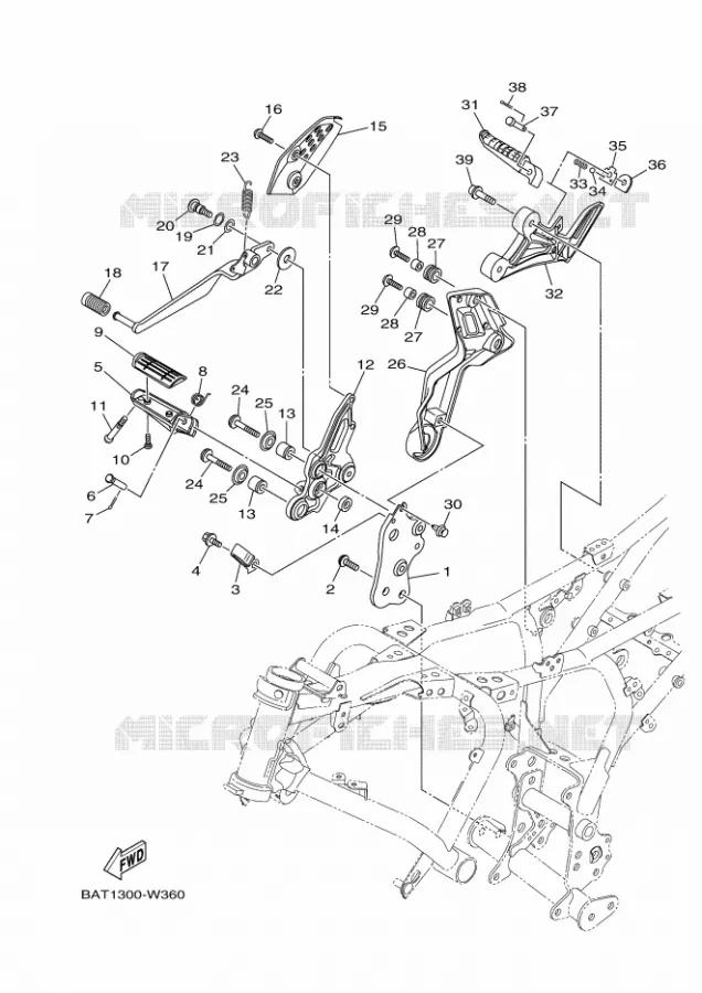 SUPPORT / REPOSE PIEDS 2 Yamaha MOTO 700 2023 MT  MTN690