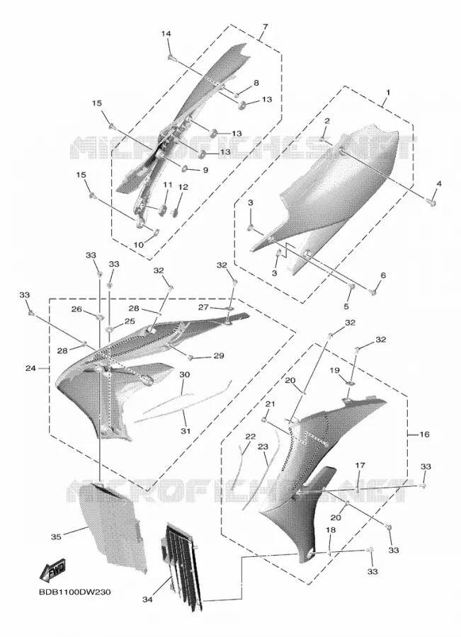 COUVERCLE LATERAL Yamaha MOTO 450 2023 WRF  WR450F