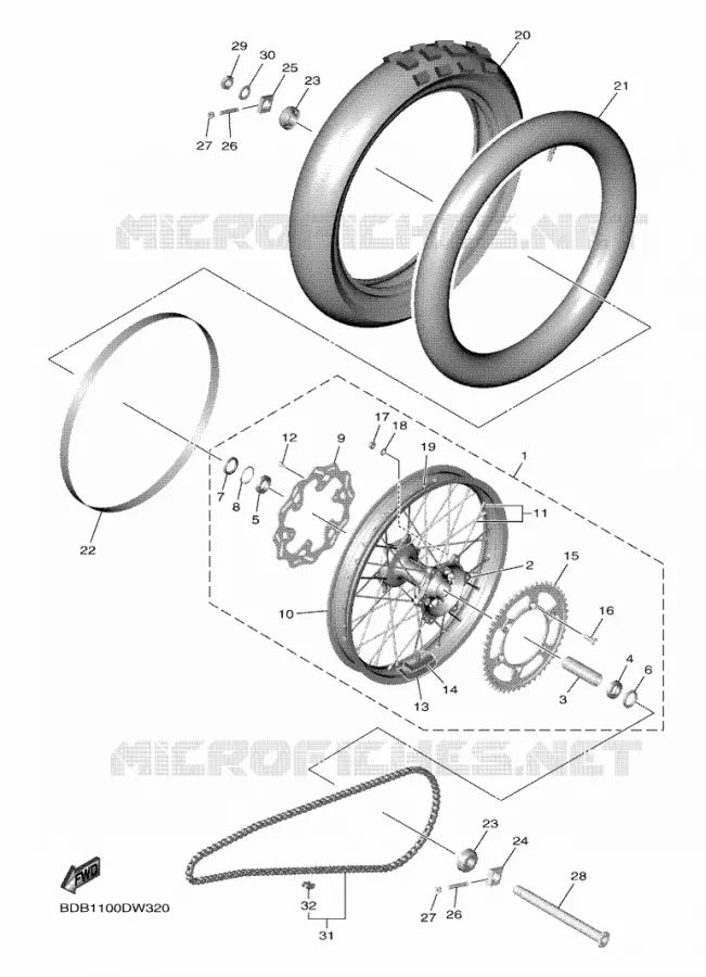 ROUE ARRIERE Yamaha MOTO 450 2023 WRF  WR450F