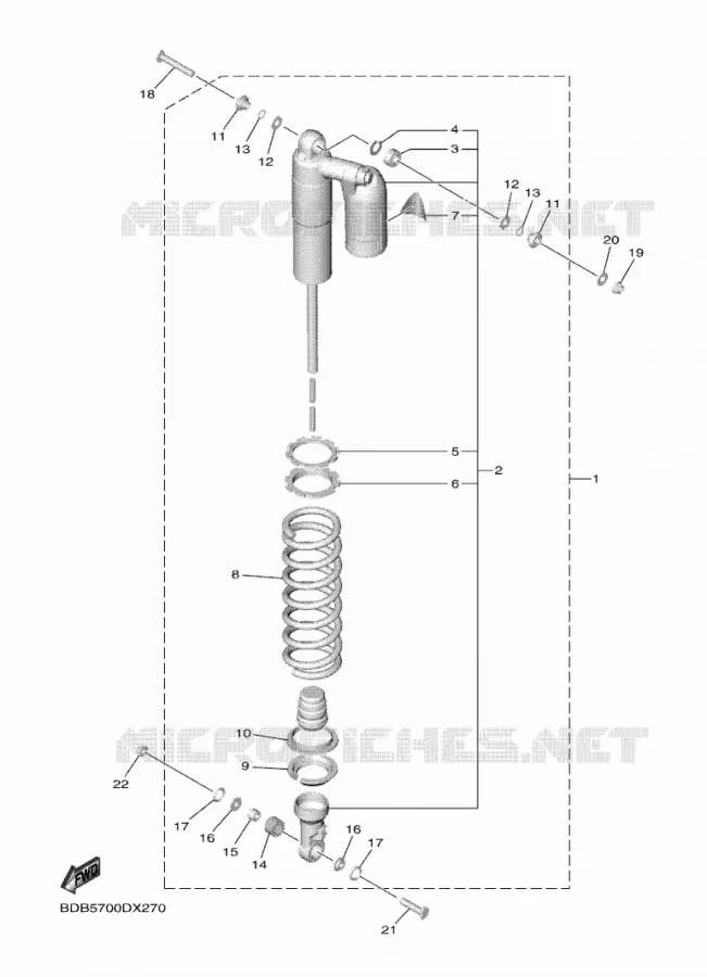 AMORTISSEUR ARRIERE Yamaha MOTO 450 2023 WRF  WR450F