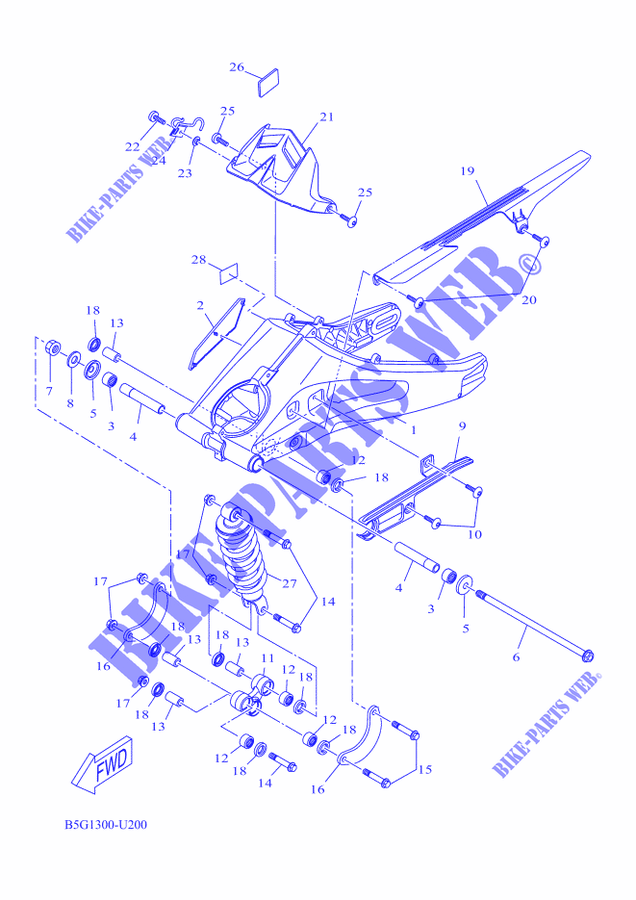 BRAS OSCILLANT / AMORTISSEUR pour Yamaha XSR 125 de 2023
