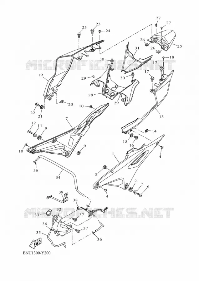 COUVERCLE LATERAL Yamaha MOTO 125 2023 R125  YZF125-A