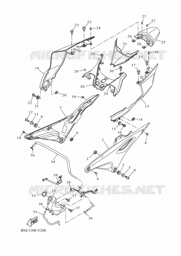 COUVERCLE LATERAL Yamaha MOTO 125 2023 R125  YZF125-A