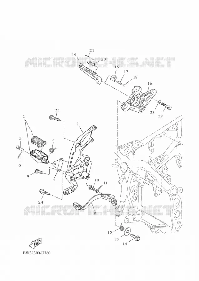 BEQUILLE / REPOSE PIEDS 2 Yamaha MOTO 700 2023 TENERE  XTZ690