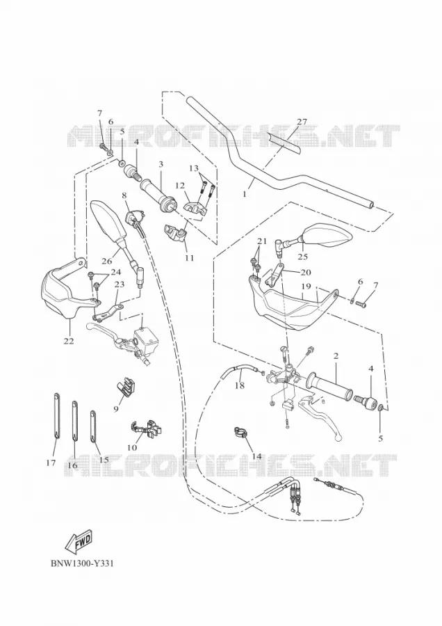 GUIDON ET CABLES Yamaha MOTO 700 2023 TENERE  XTZ690