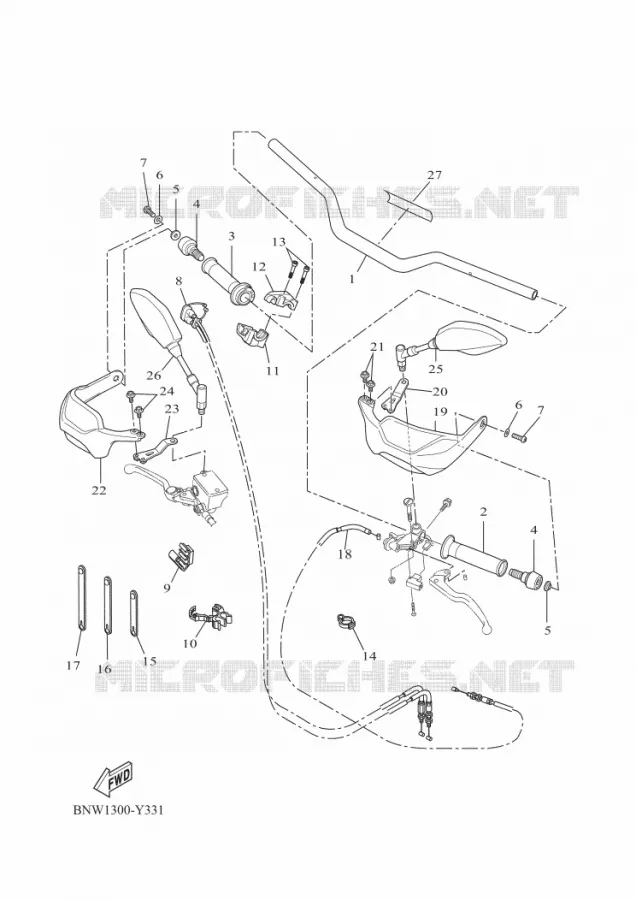GUIDON ET CABLES Yamaha MOTO 700 2023 TENERE  XTZ690