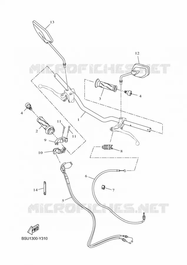 GUIDON ET CABLES Yamaha MOTO 125 2023 MT  MTN125-A