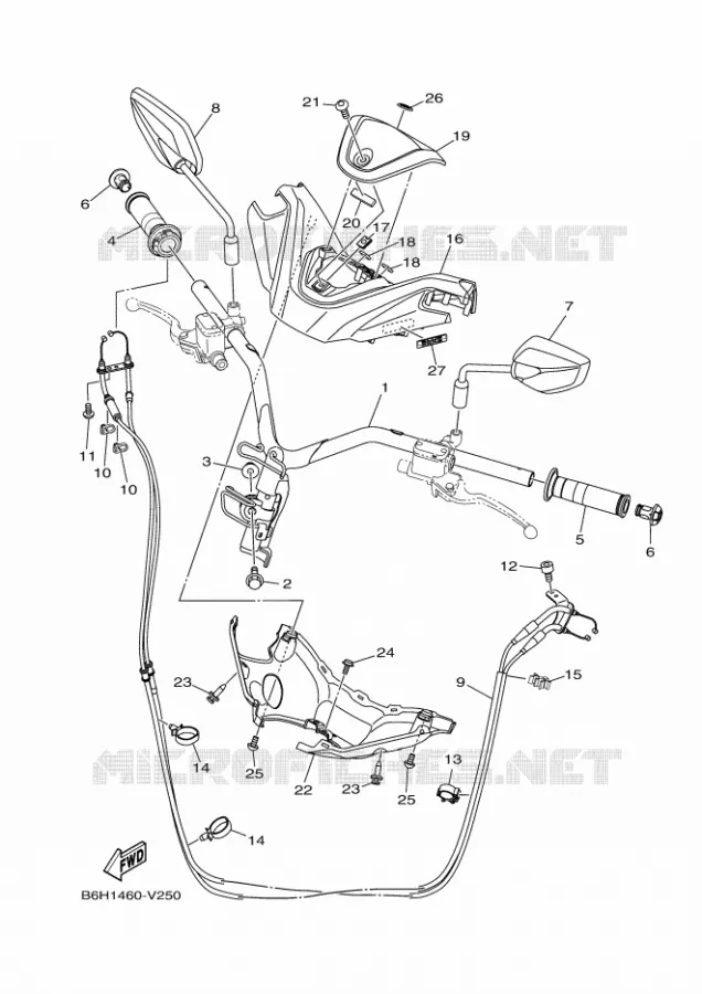 GUIDON ET CABLES Yamaha SCOOTER 150 2023 NMAX  GPD155-A