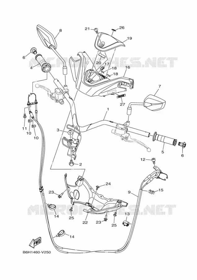 GUIDON ET CABLES Yamaha SCOOTER 150 2023 NMAX  GPD155-A