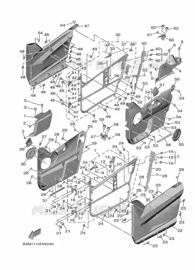 COUVERCLE LATERAL Yamaha SIDE BY SIDE 1000 2023 WOLVERINE  YXE1000EW / YX10ERPAP