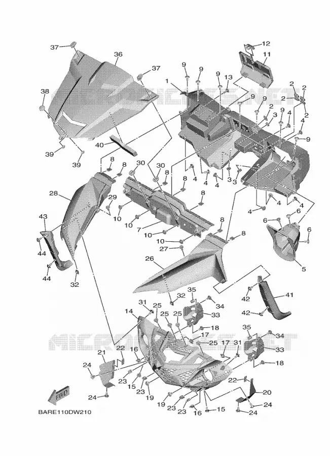 GARDE BOUE AVANT Yamaha SIDE BY SIDE 850 2023 WOLVERINE  YXF850E / YX85FPAP