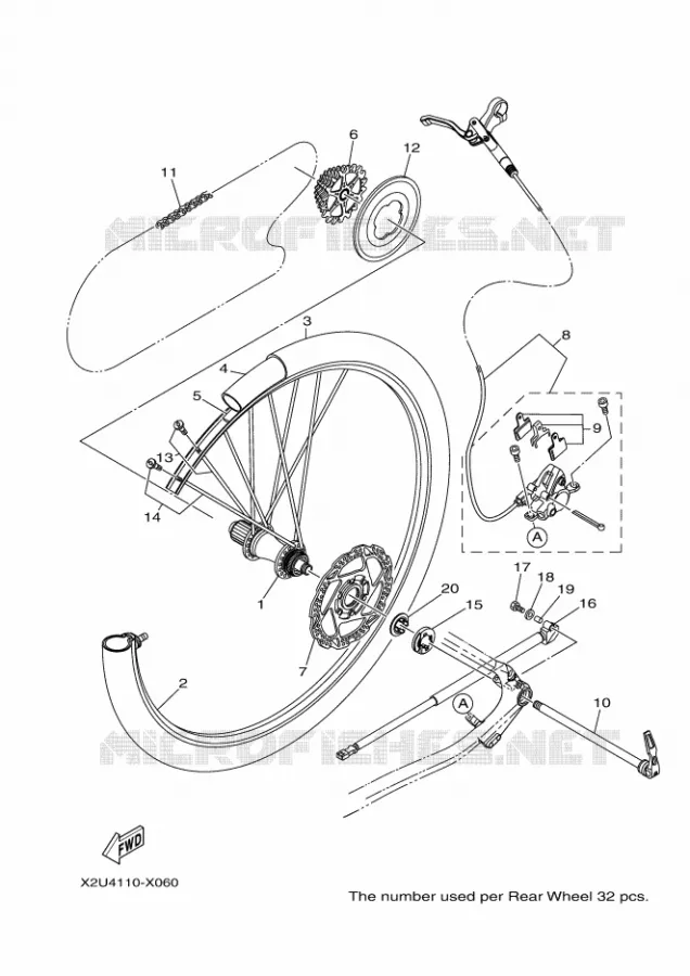 ROUE ARRIERE Yamaha EBIKES ELECTRIC 2022 CROSSCORE  PC65CRS