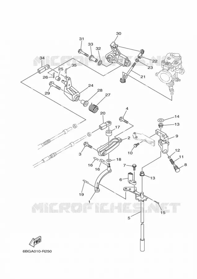 COMMANDE D'ACCELERATEUR Yamaha OUTBOARD ENGINES 40hp (29.4kW) 2020 F40  F40FED