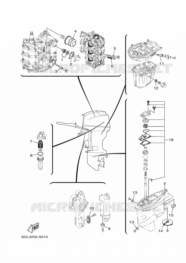 PIECES D'ENTRETIEN Yamaha OUTBOARD ENGINES 40hp (29.4kW) 2020 F40  F40JMHD