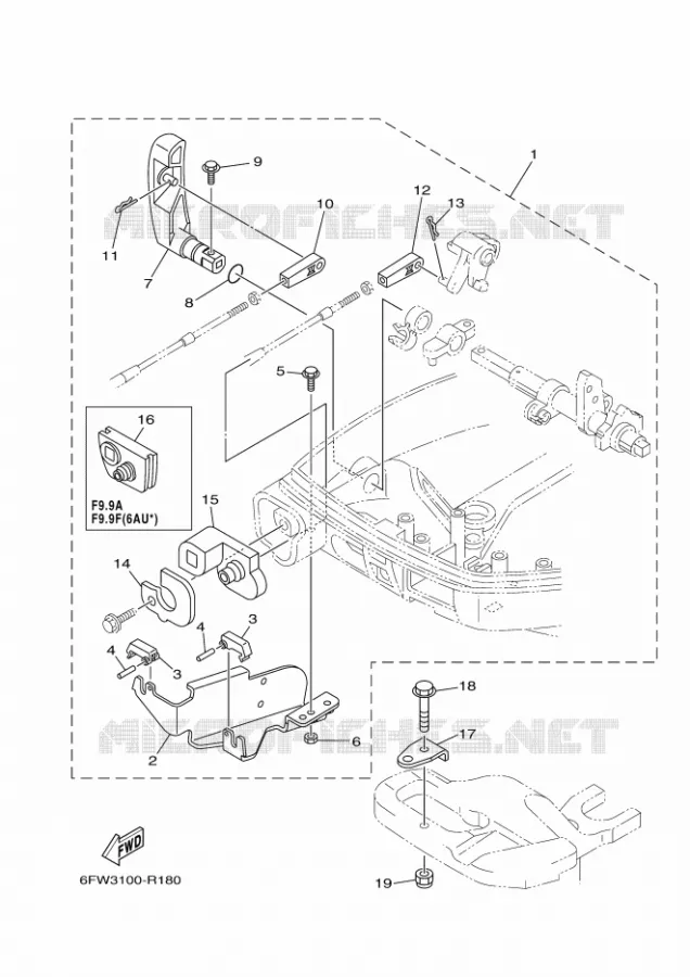 BOITIER DE COMMANDE A DISTANCE Yamaha OUTBOARD ENGINES 8hp (5.9kW) 2021 F8  F8FMH