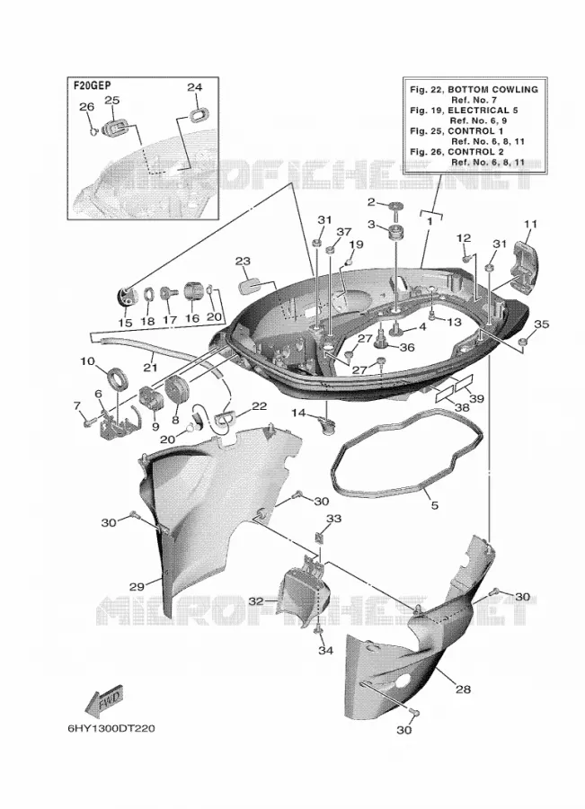 CAPOT INFERIEUR Yamaha OUTBOARD ENGINES 20hp (14.7kW) 2021 F20  F20GWH