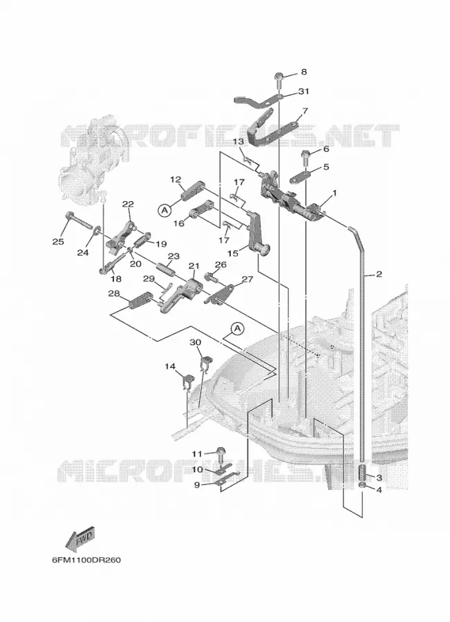 COMMANDE D'ACCELERATEUR 2 Yamaha OUTBOARD ENGINES 20hp (14.7kW) 2021 F20  F20GE