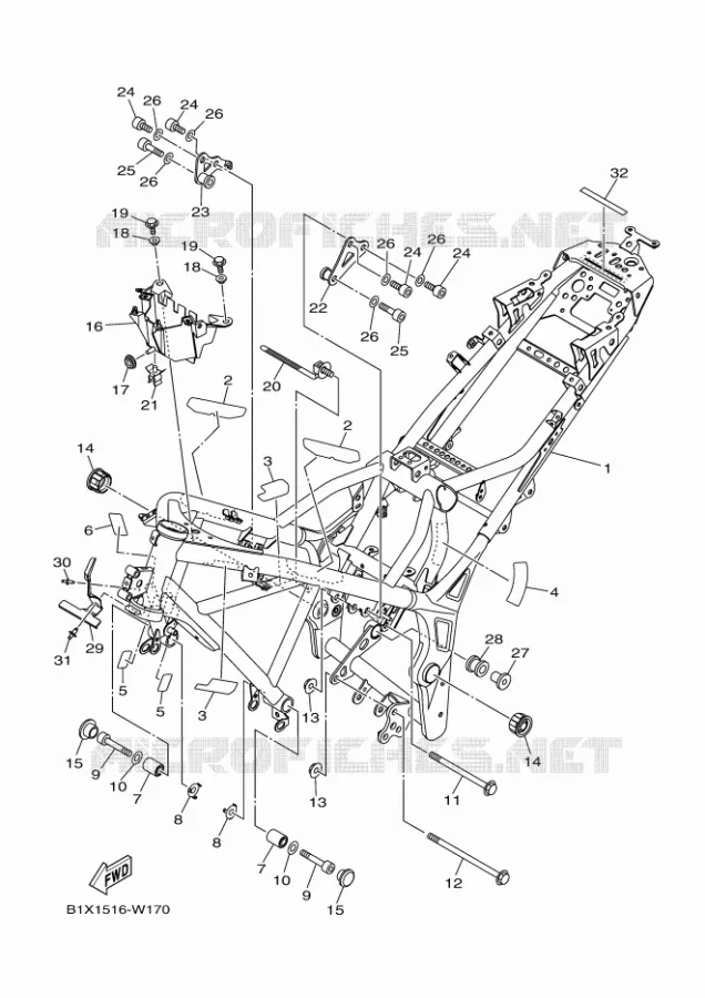 CADRE Yamaha MOTO 300 2024 R3  YZF320-A