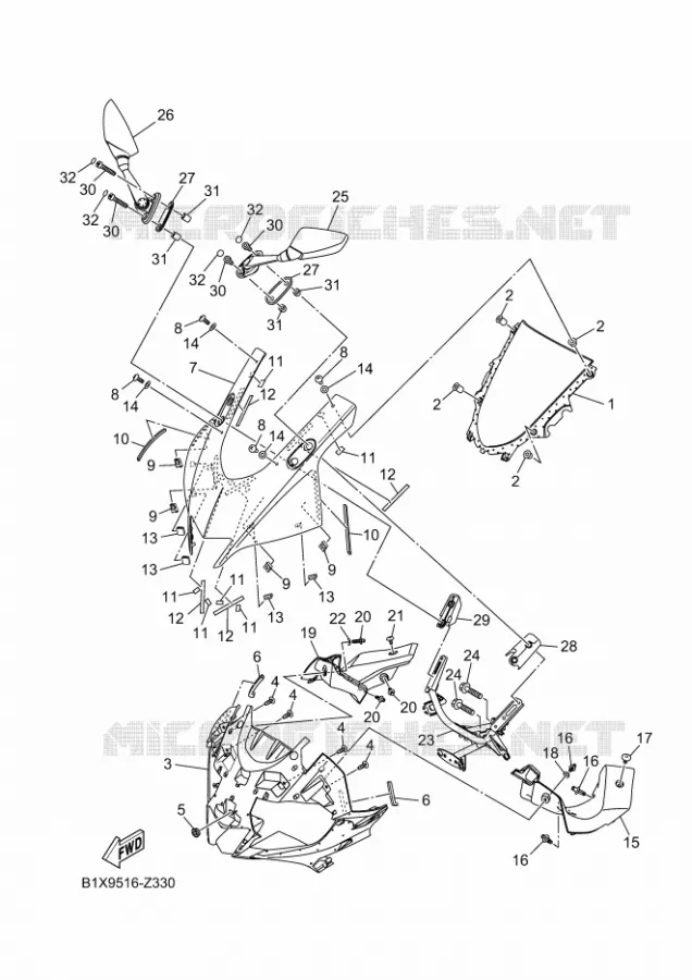 PARE BRISE Yamaha MOTO 300 2024 R3  YZF320-A