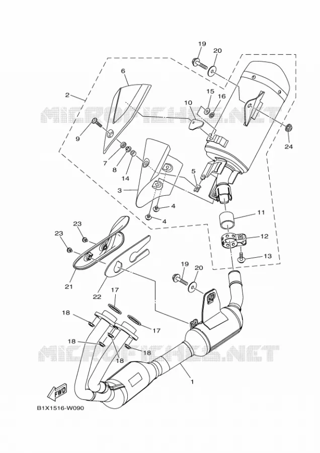 ECHAPPEMENT Yamaha MOTO 300 2024 R3  YZF320-A
