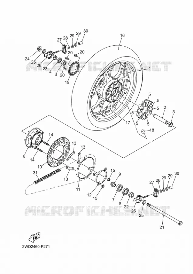 ROUE ARRIERE Yamaha MOTO 300 2024 R3  YZF320-A