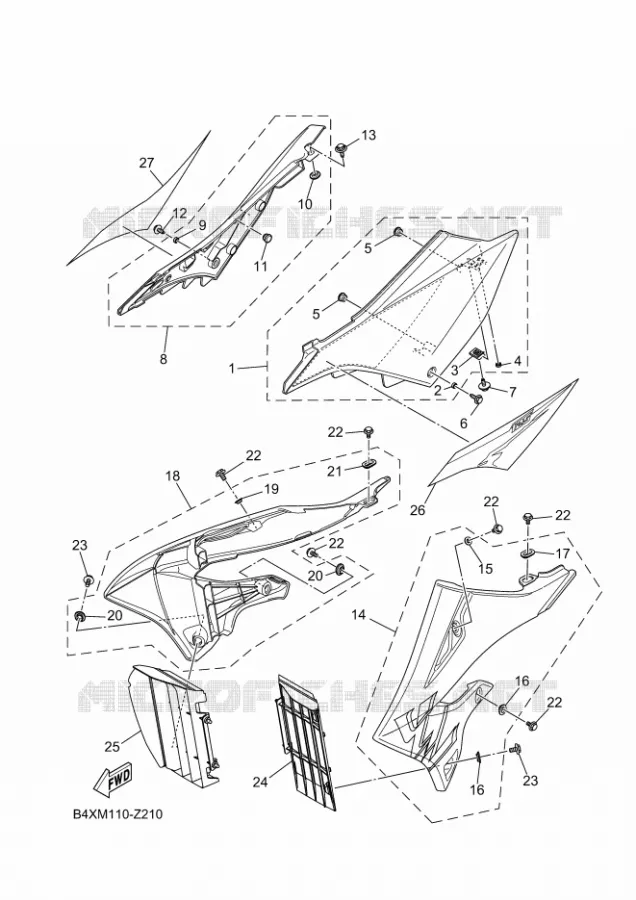 COUVERCLE LATERAL Yamaha MOTO 125 2024 YZ  YZ125