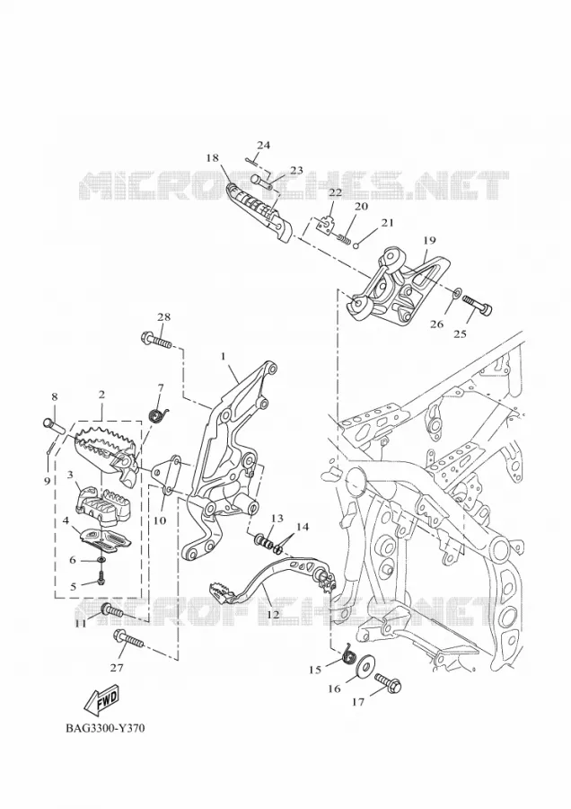 SUPPORT / REPOSE PIEDS 2 Yamaha MOTO 700 2024 TENERE  XTZ690D