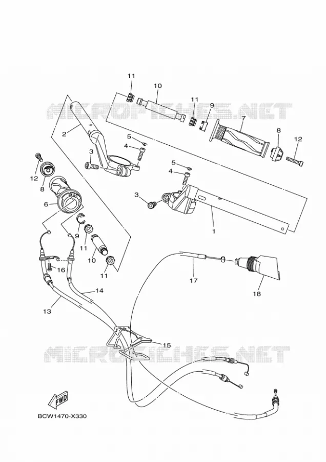 GUIDON ET CABLES Yamaha MOTO 155 2024 R15  YZF155-A