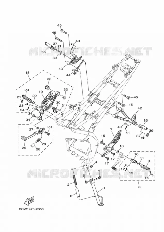 SUPPORT / REPOSE PIEDS Yamaha MOTO 155 2024 R15  YZF155-A