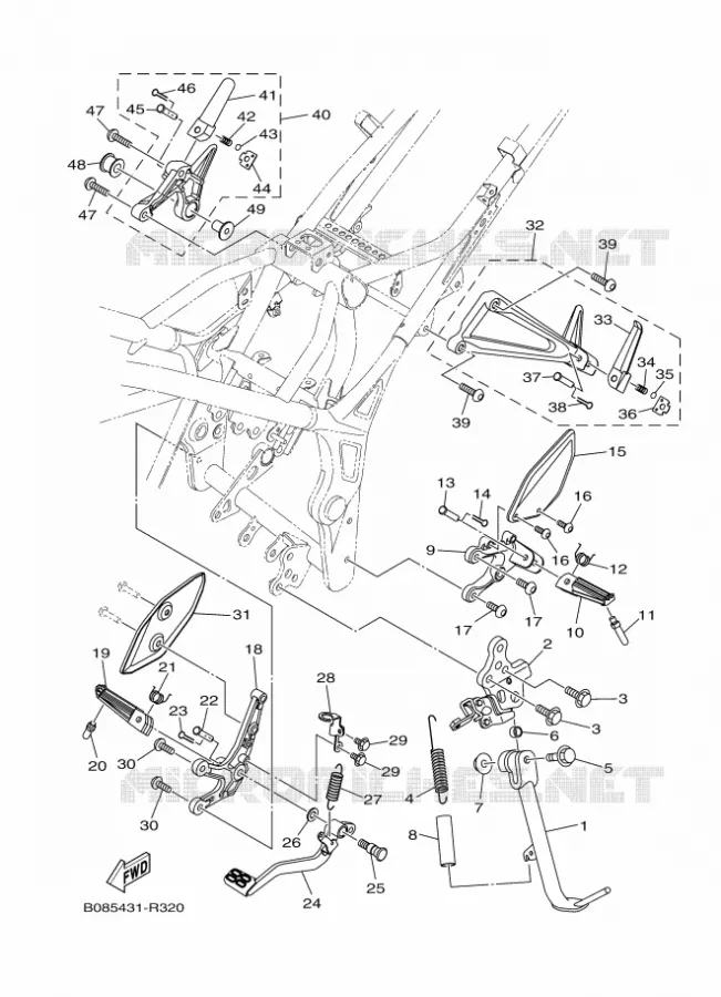 SUPPORT / REPOSE PIEDS Yamaha MOTO 300 2024 MT  MTN320-A