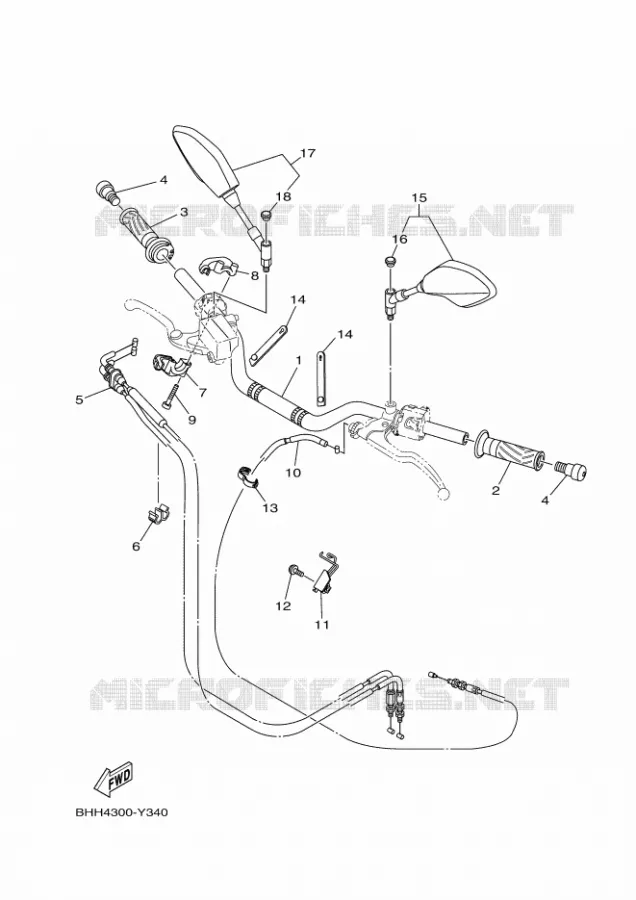 GUIDON ET CABLES Yamaha MOTO 700 2024 MT  MTN690-U