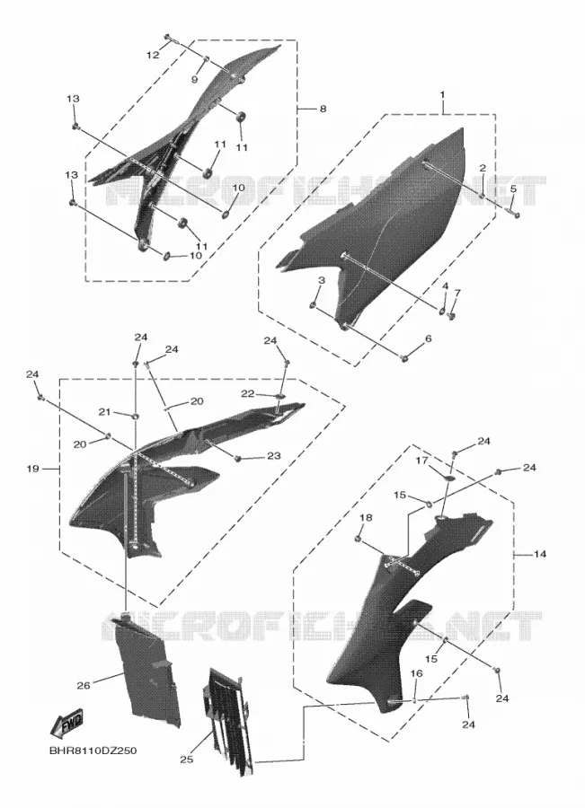 COUVERCLE LATERAL Yamaha MOTO 450 2024 YZF  YZ450F