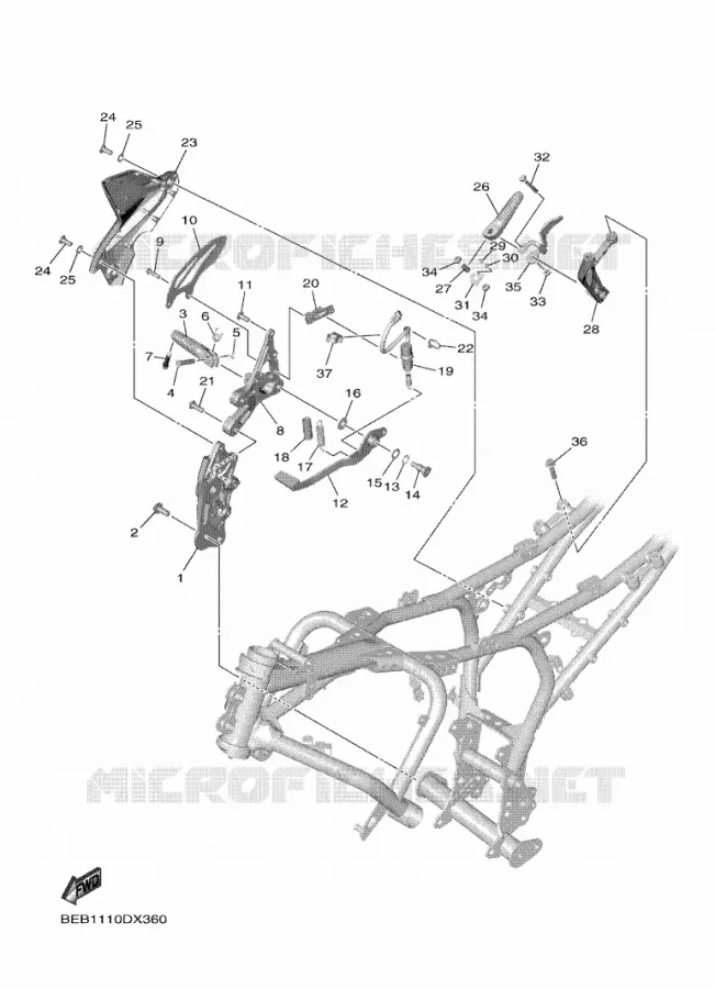 BEQUILLE / REPOSE PIEDS 2 Yamaha MOTO 700 2024 R7  YZF690-U