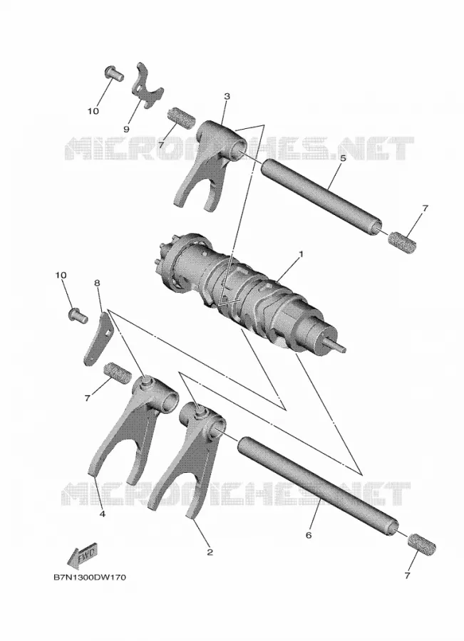 BARILLET DE SELECTION / FOURCHETTE Yamaha MOTO 900 2024 MT  MTN890