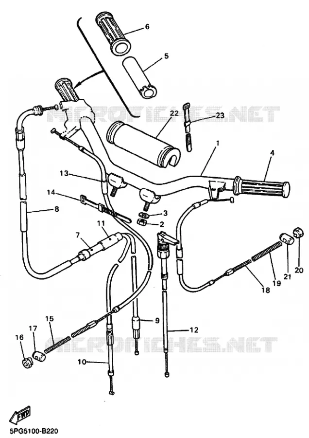 GUIDON ET CABLES Yamaha MOTO 50 2024 PW  PW50