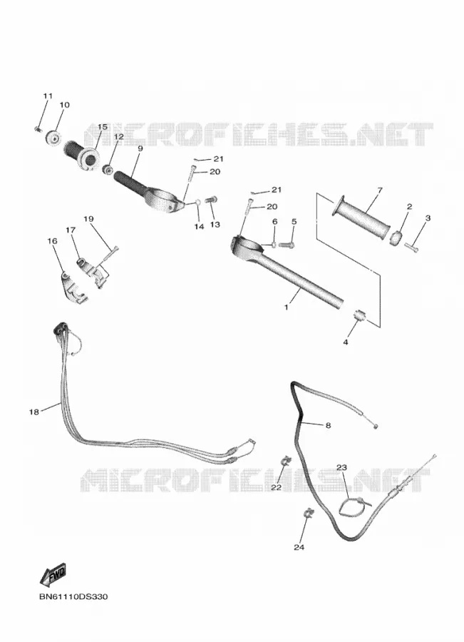 GUIDON ET CABLES Yamaha MOTO 600 2024 R6  YZF600W / YZFR6WR