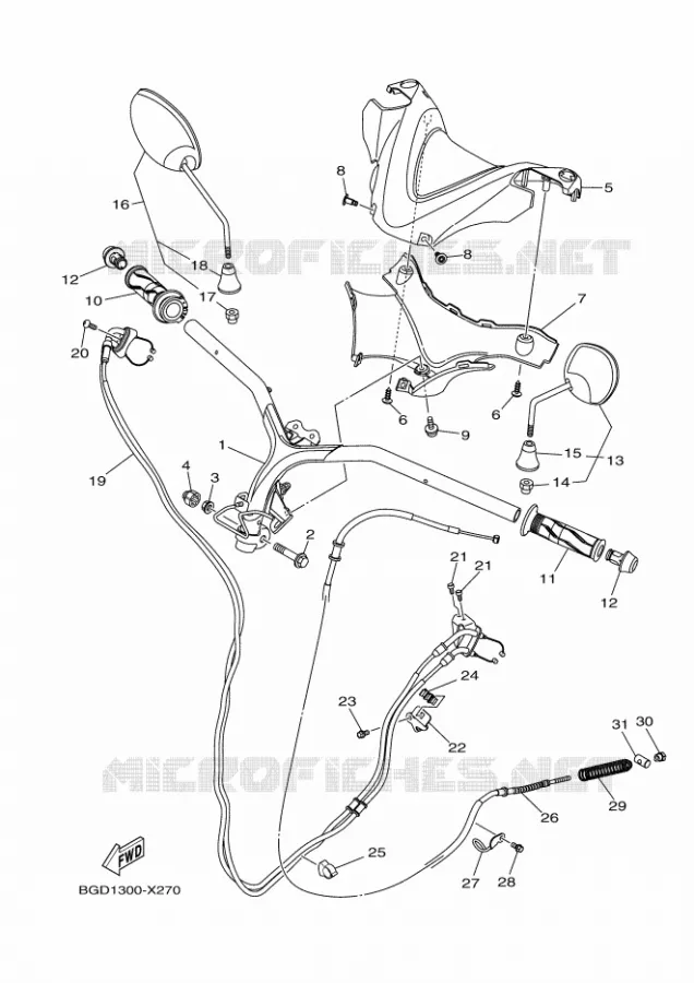 GUIDON ET CABLES Yamaha SCOOTER 155 2024 TRICITY  MWS155-A