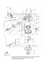 DEMARREUR KICK pour Yamaha 40V Manual Starter, Tiller Handle, Manual Tilt, Oil injection, Shaft 15