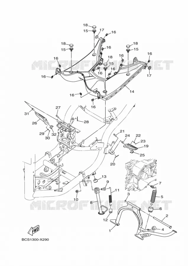 SUPPORT / REPOSE PIEDS Yamaha SCOOTER 155 2024 TRICITY  MWS155-A